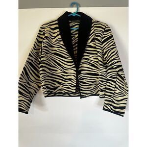 New Identity Zebra Print Blazer Jacket Women’s Small Black White Animal Print